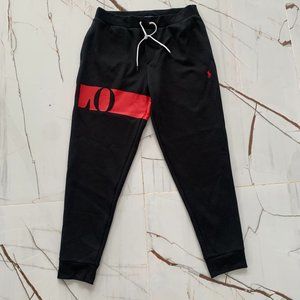 polo sweatpants black and red